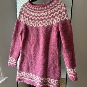 Icelandic pink and white sweater dress